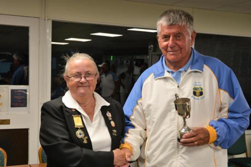 Torpoint Captain receives runners up trophy from Jennie Dyer